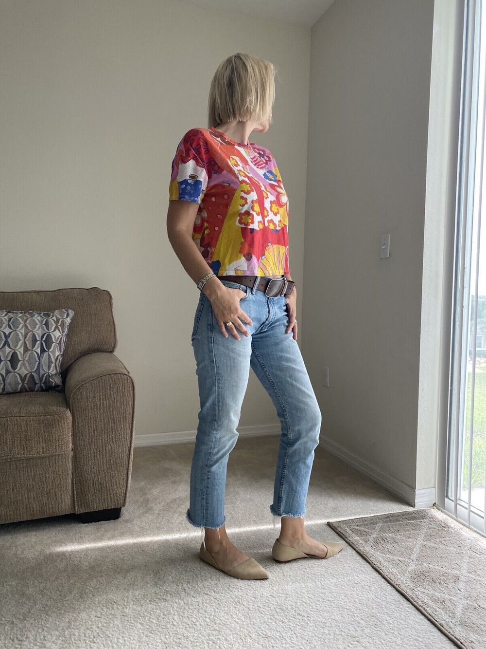 Zara T-shirt for women with a very nice print. Purchased in Spain. M